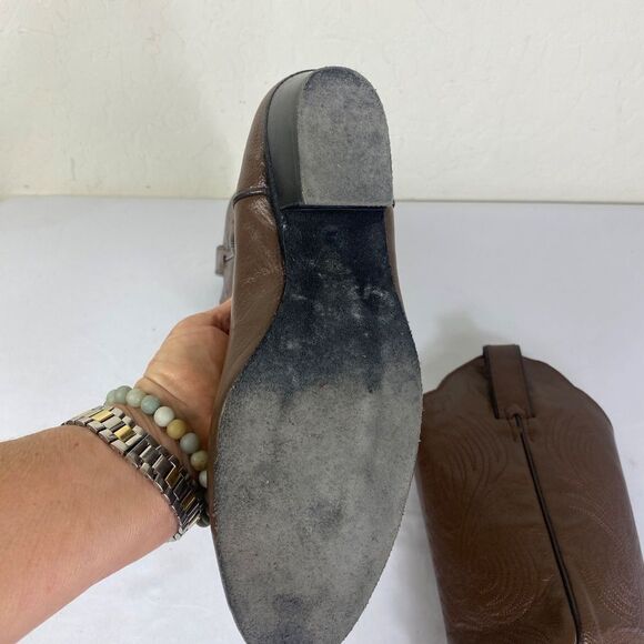 Cowgirl boots 7.5 B narrow foot brown leather custom made soft soles - Picture 6 of 8